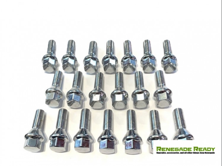 Jeep Renegade Lug Bolt Set Set of 20 M12x1.25 60° Cone Seat Silver